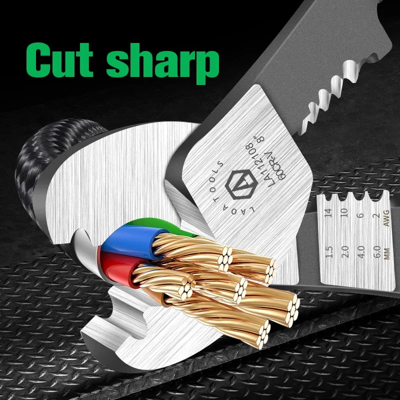 LAOA CR-V Cable Cutter with Wire Stripper Pliers Function Bolt Cutting Multifunction Hand Tools Anti-Slip Electrician Scissors