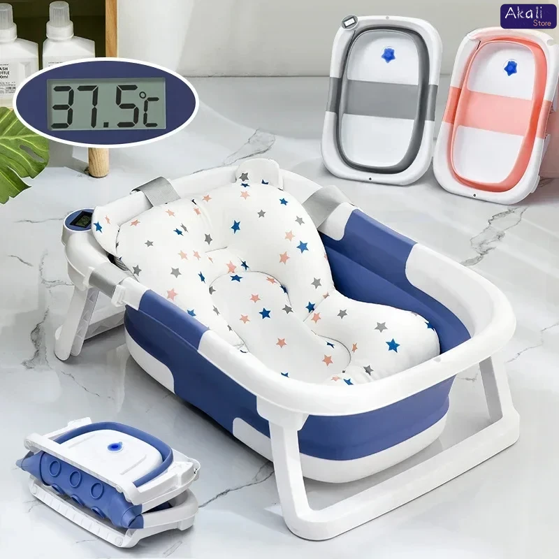 Portable Baby Bath Foldable Real-time Temperature Bathtub Suitable for Newborns 0-36 Months Baby Non-slip Bathtub