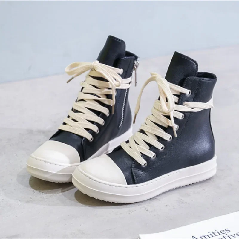 

Unisex High-Top Casual Sneakers Women Thick Bottom Height Increasing Lace Up Designer Tennis Shoes Men All Match Platform Shoes