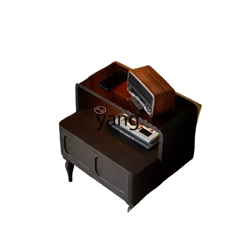 

LH retro bedside table home bedroom bedside table solid wood creative high sense