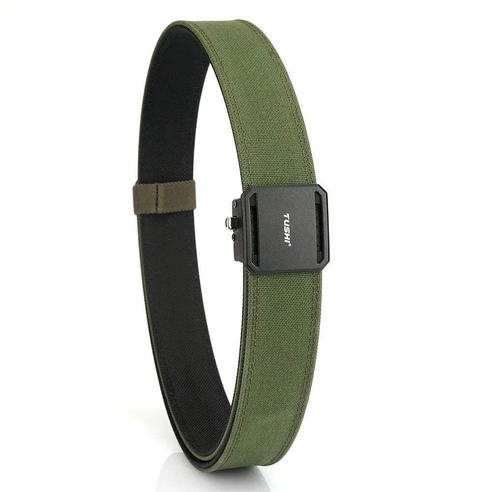 TUSHI Brand 3.8 Double Layer Thickened Tactical Belt CS Multifunctional Automatic Buckle Upgraded Version Gun Hanging Nylon Belt