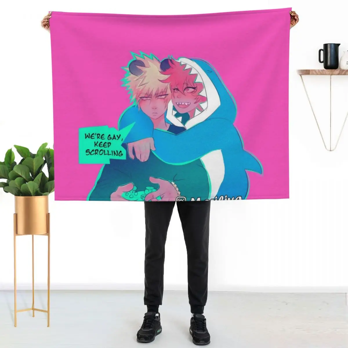 

PINK - Kiribaku Throw Blanket Stylish Couch Blanket for Home Living Room