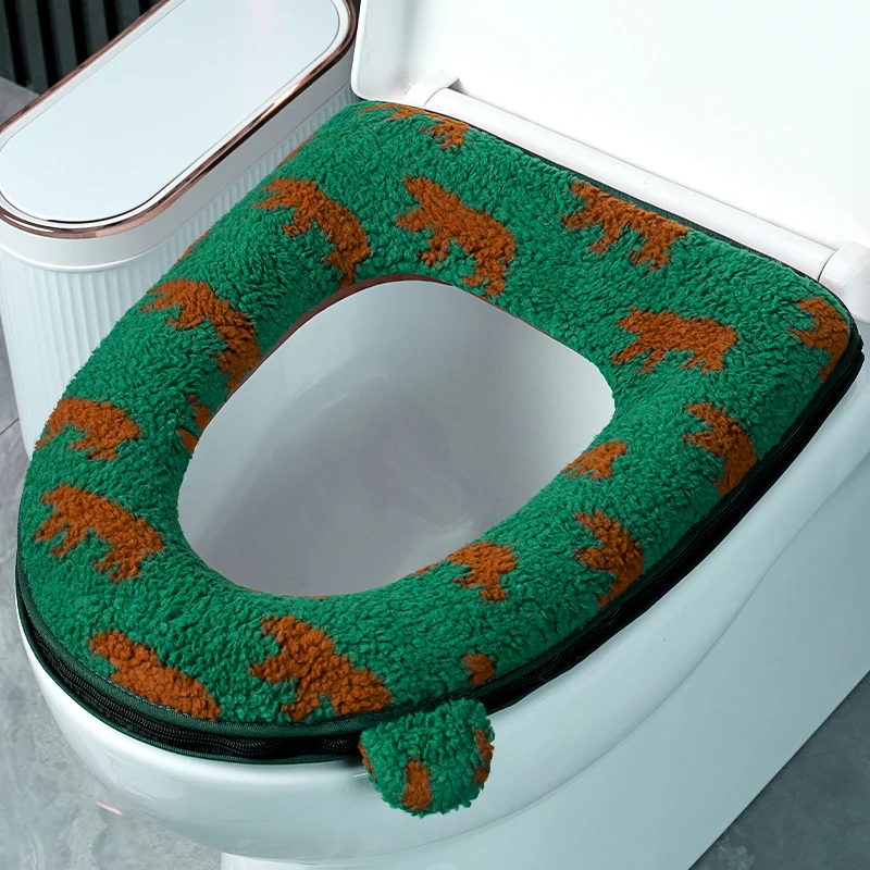 

Thiened Lamb Velvet Toilet Cover Four Seasons Universal Cartoon Cute Home Use Dustproof Waterproof Zipper Design Toile...