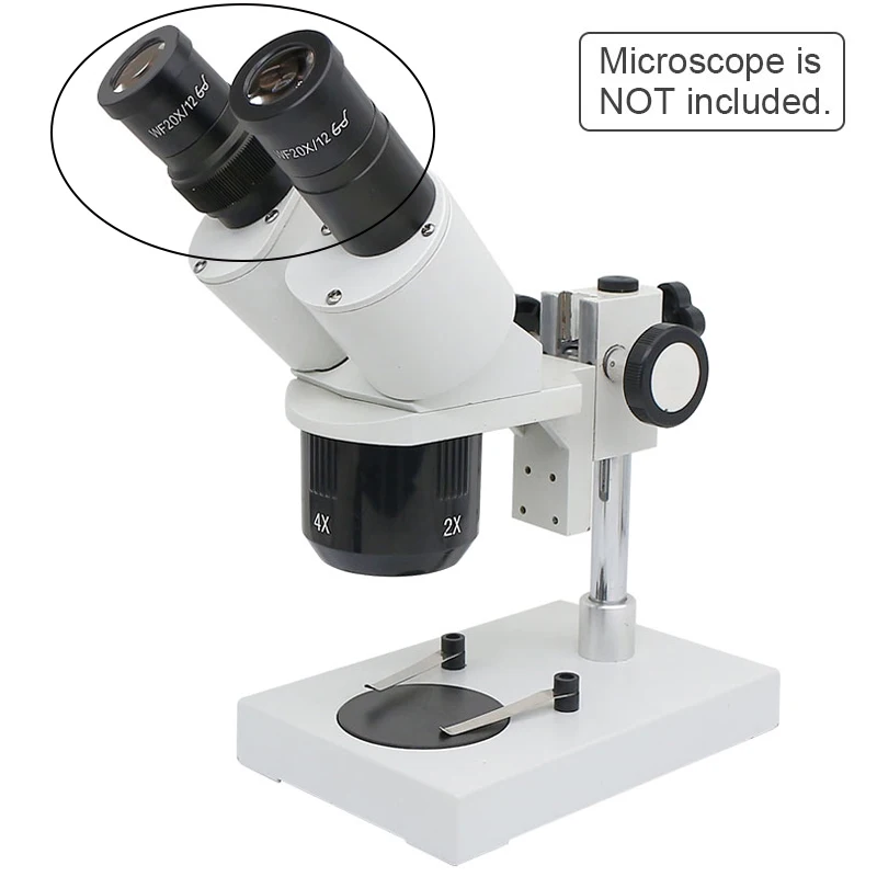 Одна пара линз окуляра WF20X для стереомикроскопа, оптическое очковое поле зрения 10 мм или 12 мм WF20X/10 WF20X/12
