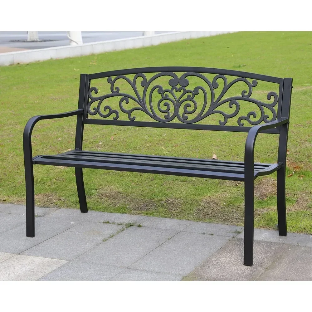 

Garden chairs, powder coated steel outdoor 50 inch terrace benches, outdoor garden chairs for porch, park, and backyard use