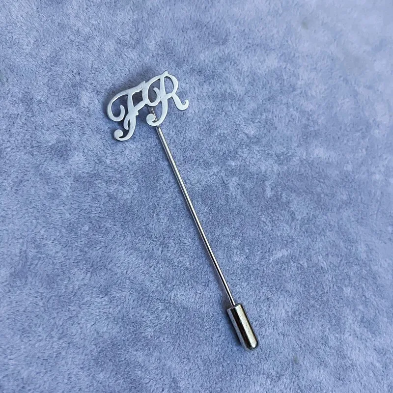 Custom Pins Metal Initial Name Brooch Stainless Steel Wedding Badge Suit or Dress Coat Lapel Accessories Gift for Men Grooms