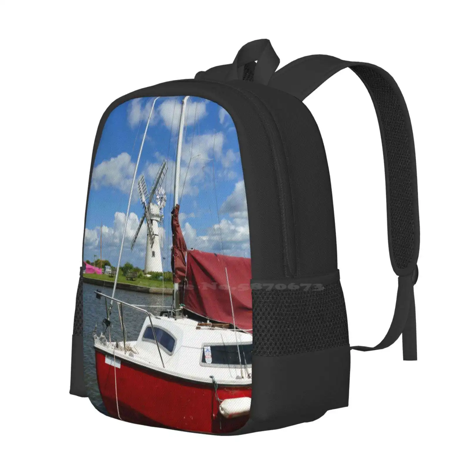 Thurne Mill, Norfolk Hot Sale Schoolbag Backpack Fashion Bags Thurne Mill Thurne Windmill England Uk Norfolk Broads East Anglia