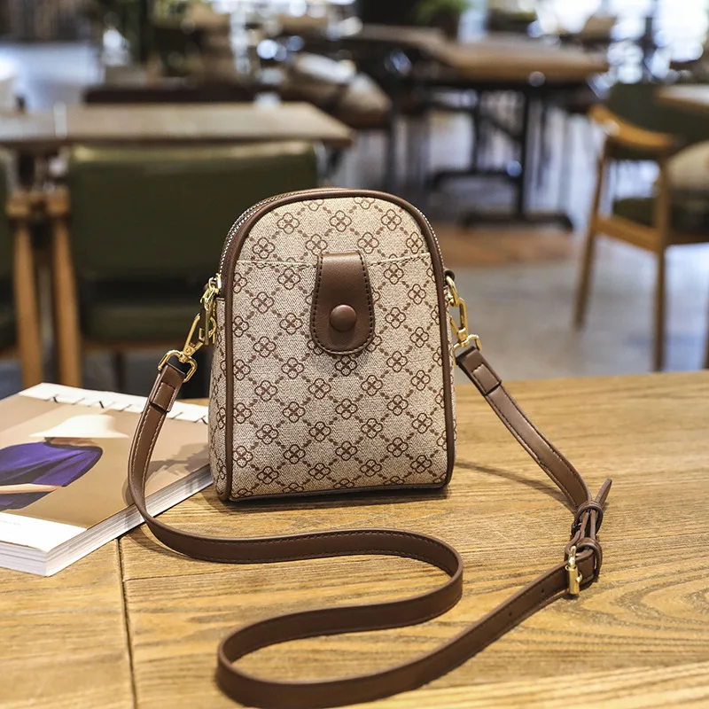 

New Mini Vertical Phone Bag Versatile Fashion Printed Small Square Bag Zero Wallet Single Shoulder Crossbody Bag