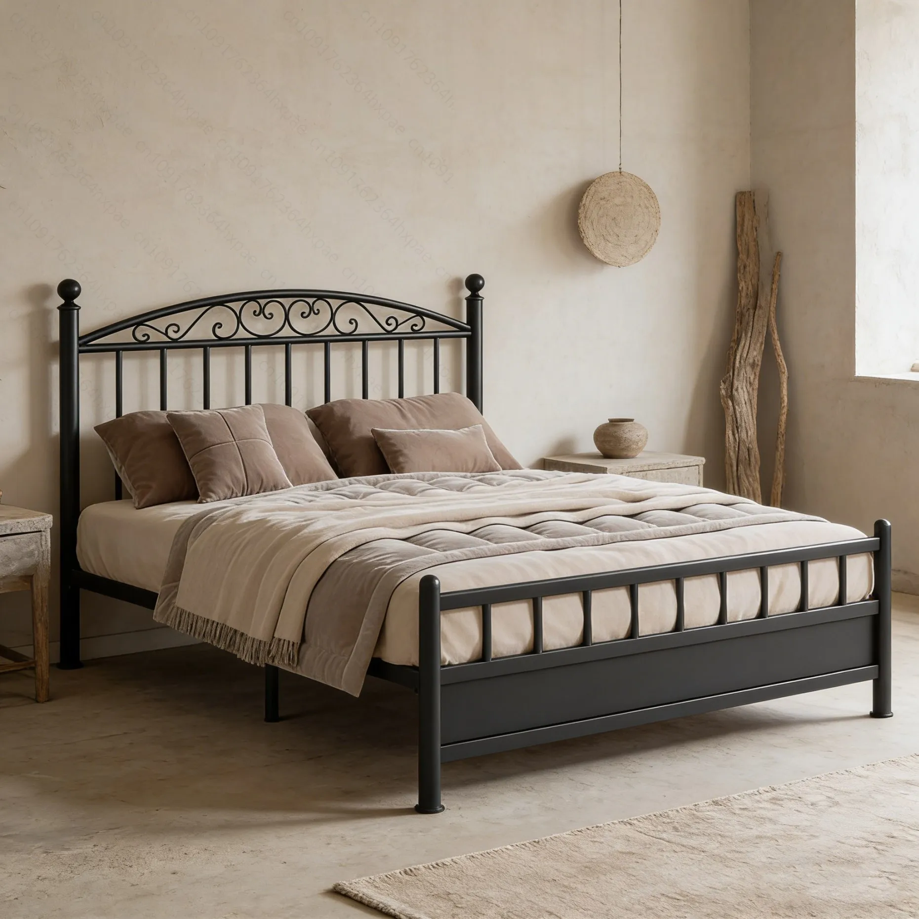 

Элегантная мебель для спальни: прочная металлическая кровать с утолщенным основанием для матраса, простая в сборке, для современного дома