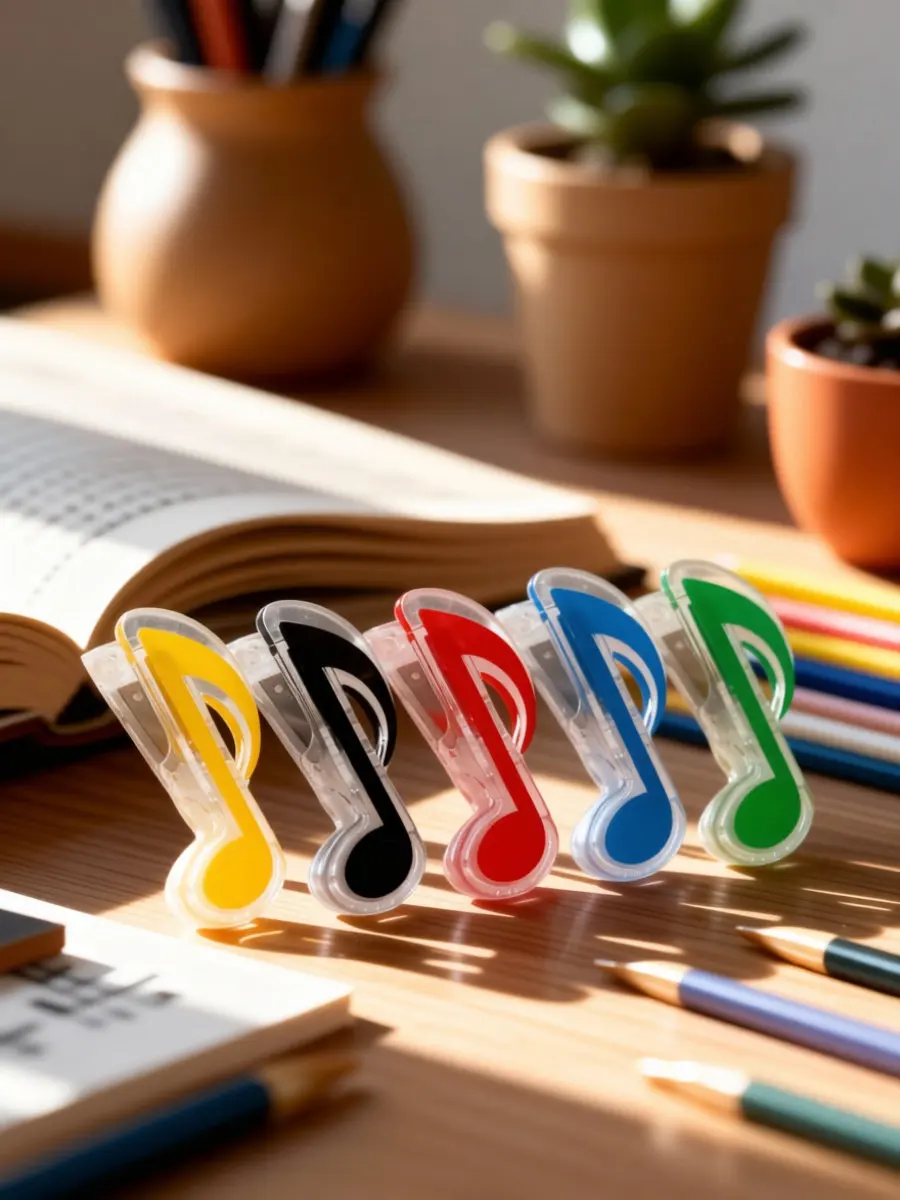 10Pcs Plastic Portable Music Note Sheet Clips Reusable Holder Christmas Stocking Stuffers Colorful Paper Books