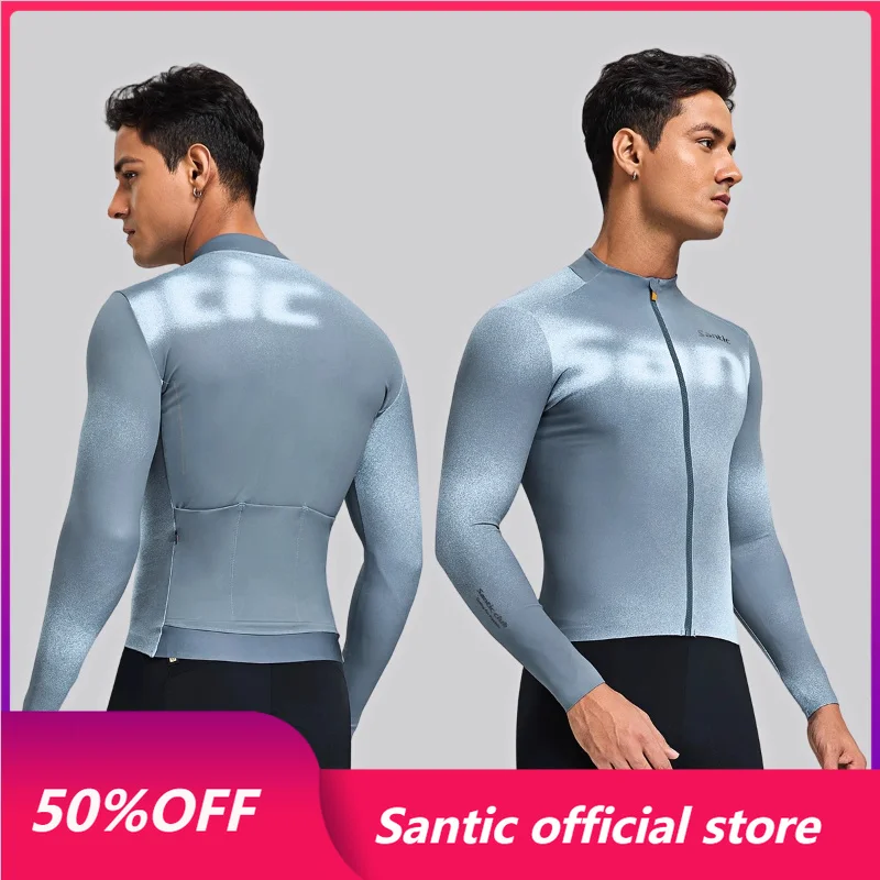 Santic Men's New Cycling Jerseys Autumn/Winter Fleece Long Sleeve Bicycle Warmth Cycling Coat