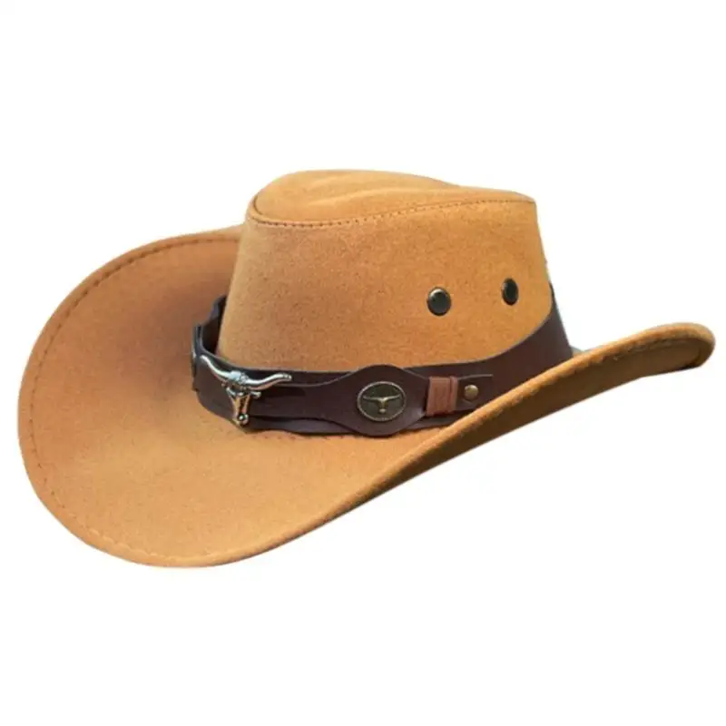 

652F Portable Cowboy Hat Gentleman Fisherman Hat Gift for Camping Climbing Lovers Gentleman Wide Brim for Dress-up