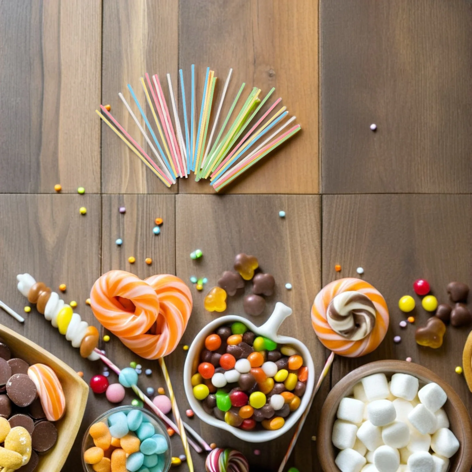 

500Pcs Paper Lollipop Sticks Colored Candy Treat Sticks for Cake Pops Chocolate Marshmallows DIY Supplies Paper Lollipop Stick