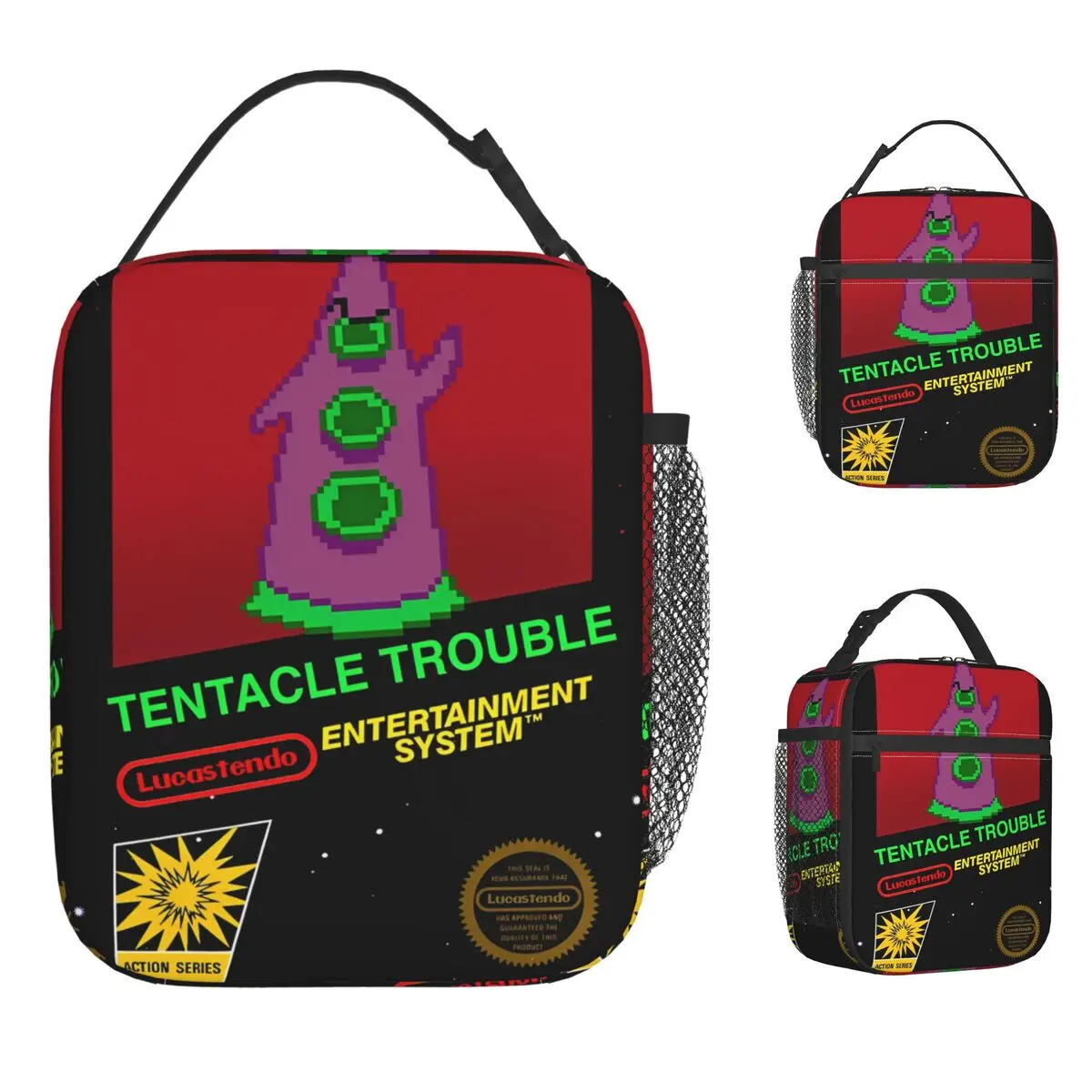 

Tentacle Trouble Lucastendo Entertainment System Lunch Bag School Lunch Box For Unisex Retro Waterproof Portable Cooler Bag