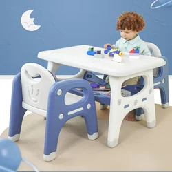 Leertafel en stoelenset voor kinderen, klein kleuterschoolbureau, babyschrijftafel, plastic speel- en studiebureau