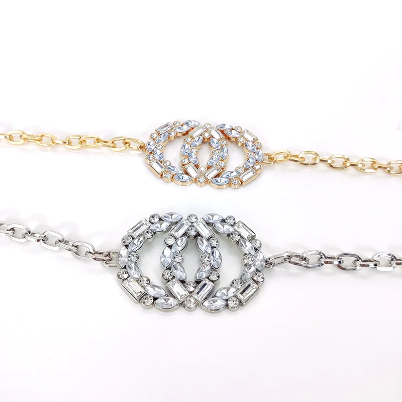 Designer Rhinestone Gold Circle Waist Chain Belt Female High-end Luxury Brands Punk Gothic Y2K Belts For Women Silver Waistband