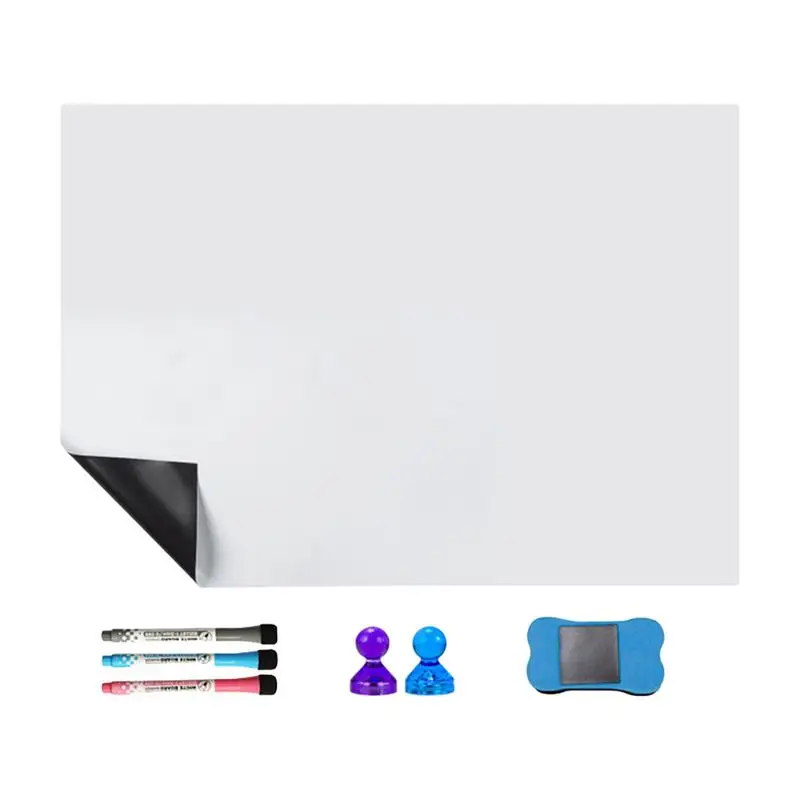 

Refrigerator Magnet Whiteboard Self-Adhesive Whiteboard Sheet For Wall Portable Whiteboard With 2 Magnets 3 Chalkboard Markers 1