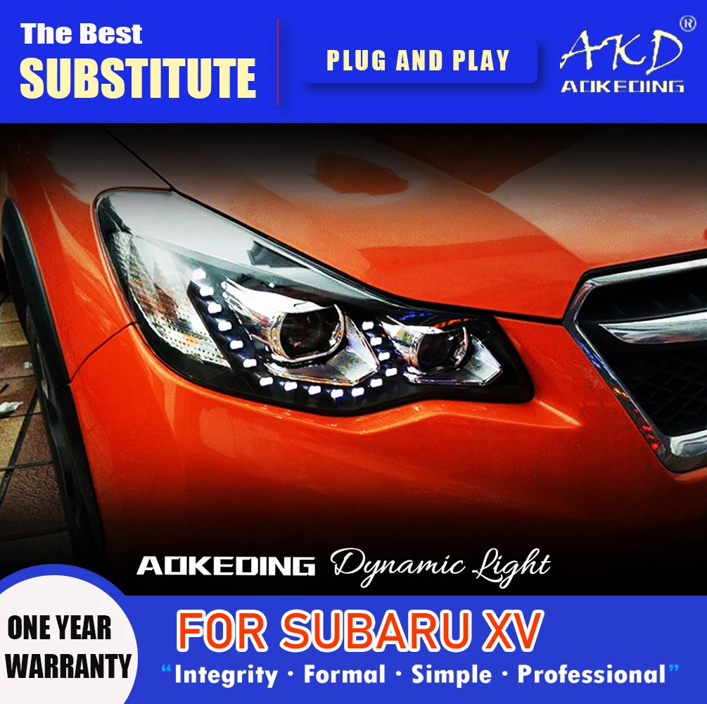 

AKD Head Lamp for SUBARU XV LED Headlight 2011-2016 Headlights XV DRL Turn Signal High Beam Angel Eye Projector Lens