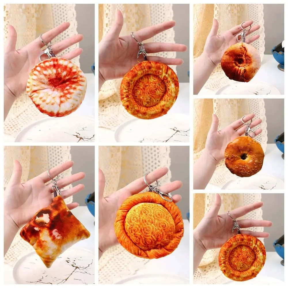 Kawaii Simulated Bread Keychain Plush Food Model Toy Roasted Bun Bag Pendant Pancake Nang Mobile Phone Ornaments Bag Decoration