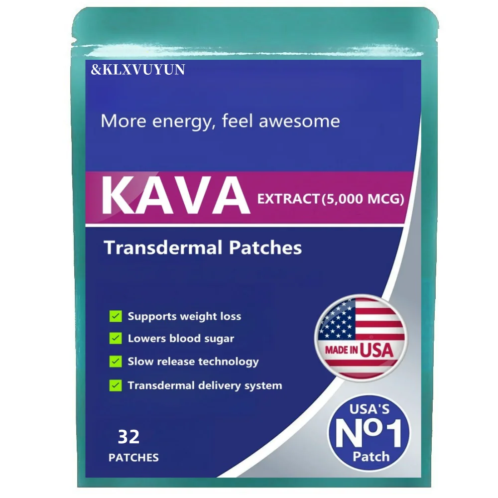 Pure Kava Extract - 5,000 mcg (High Strength) Healthy Aging Formula - Transdermal Patches. Patches Made in USA. 32 pcs