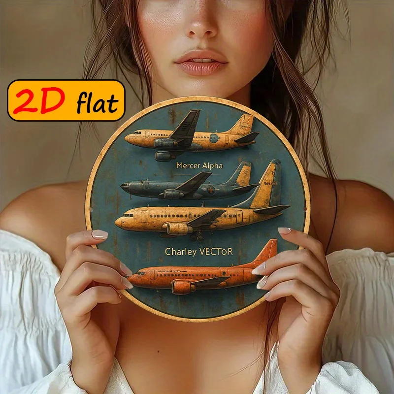 Vintage Retro Aluminum Wall Art 7.87x7.87in Round Waterproof Durable Sign For Home Studio Office