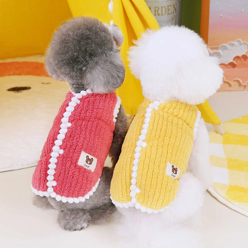 Fleece Warm Pet Dog Clothes Winter Dog Vests For Small Medium Dogs Coats Cute Bear Puppy Clothing Yorkshire Terrier Costumes Hug