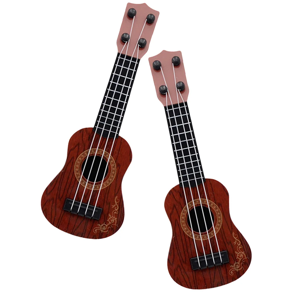 2 Pcs Mini Ukulele Toddle Toy Plastic Guitar Model Kid Instrument Kids Musical Learning Toys Childrens