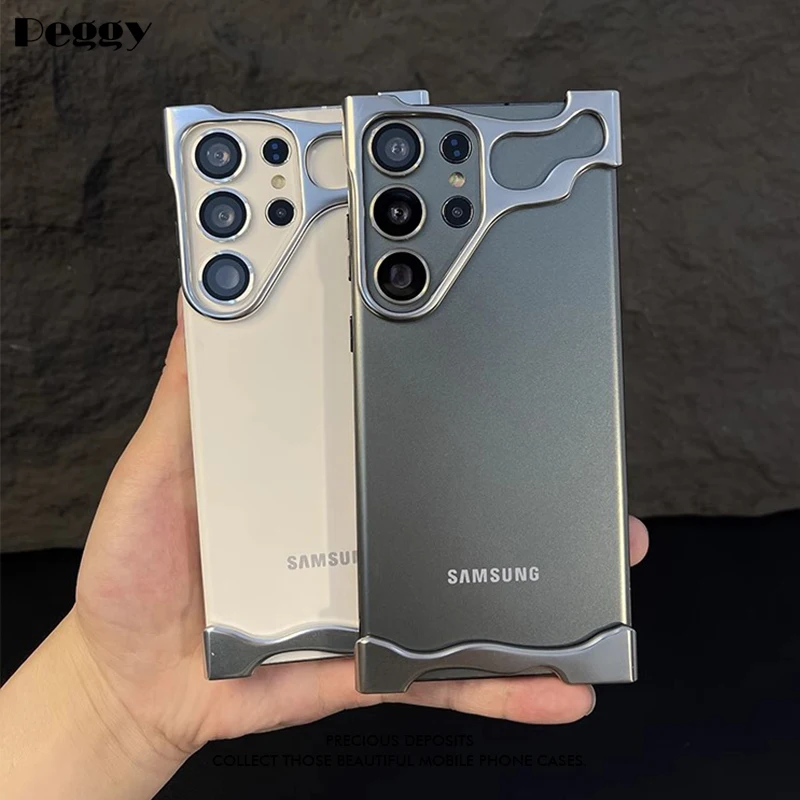 Lens Film Metal Corner Pad Shockproof Phone Case For Samsung Galaxy S24 S23 Ultra Plus With Aluminum Alloy Bumper Phone Cover