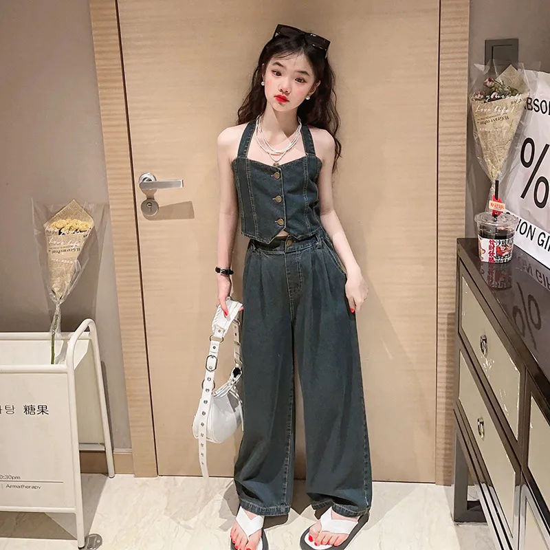 

2024 New Summer Girls Boby Kids Casual Vest+Pants Clothing Set Comfortable Cute Baby Clothes Children Clothing