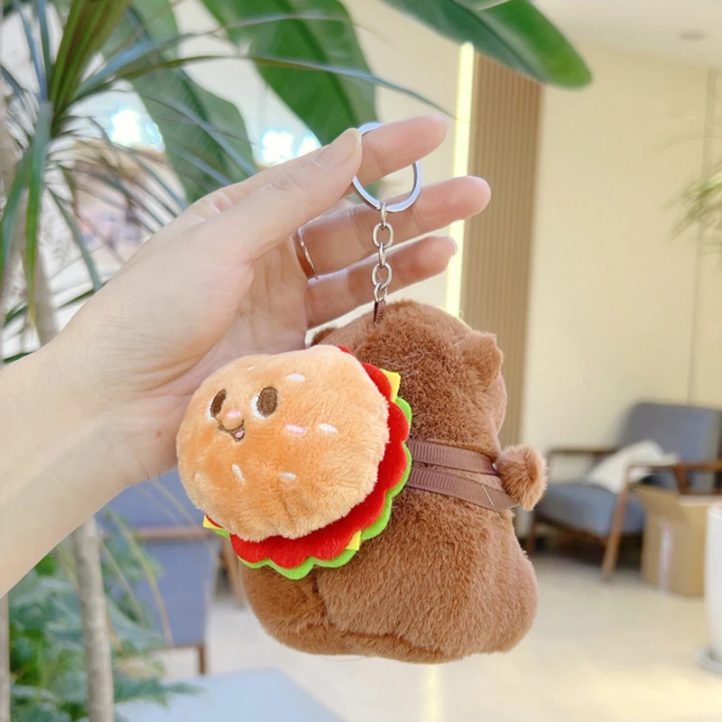 

Плюшевая игрушка для детей, милая кукла-животное, игрушка, украшение для сумки, милый гамбургер, картофель фри, капибара, плюшевая игрушка, подвеска, чучело животного