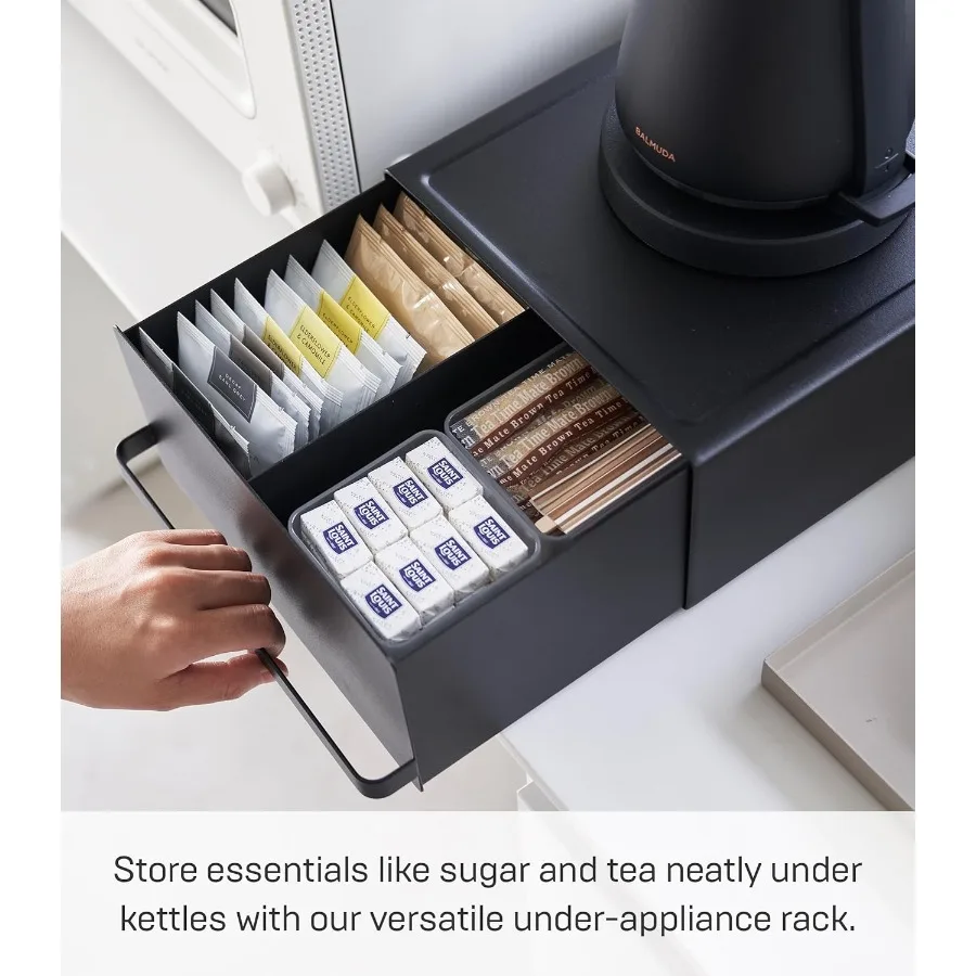 Yamazaki Home Tower Kitchen Appliance Rack With Drawers SpaceSaving UnderAppliance Storage Organizer For Sugar Tea Packs Mixers