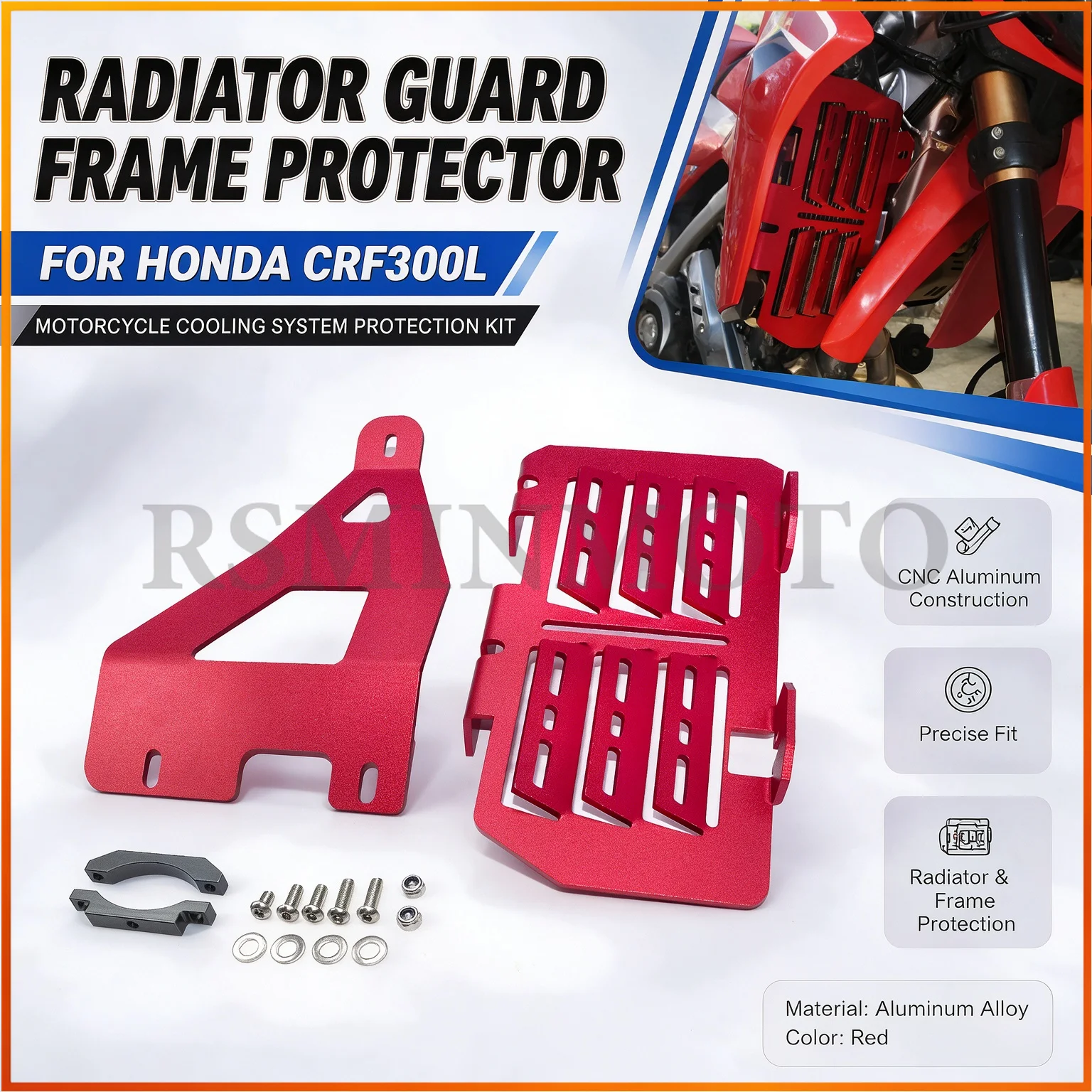 Motorcycle CNC Aluminum Radiator Guard Grille Water Tank Protection Cooler Cover Protector For Honda CRF300L 2021-2025