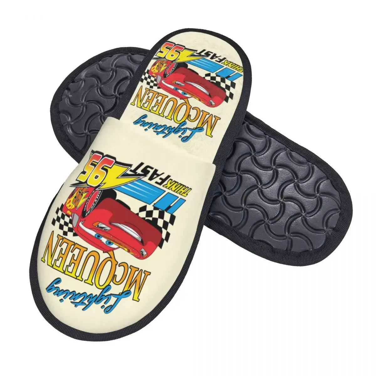 Custom Lightning McQueen Sport Car Guest Slippers for Bathroom Women House Slipper