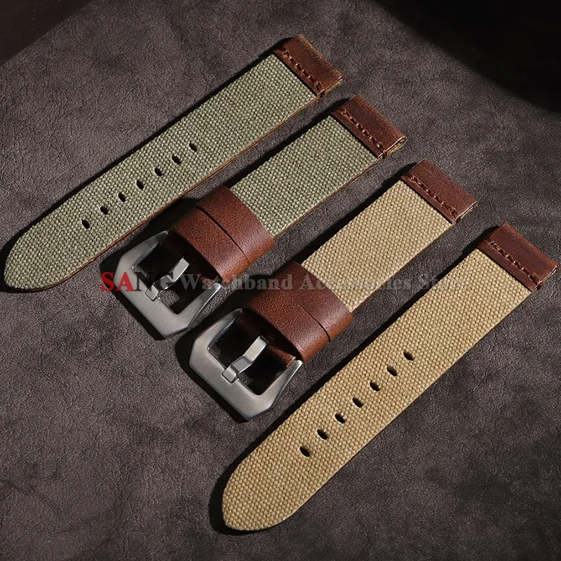 Für HUAWEI GT 3/4/5 Universelles Nylon-Lederarmband Canvas-Nylon-Uhrenarmband Herren Damen Armband Smartwatch-Armbänder Gürtelzubehör