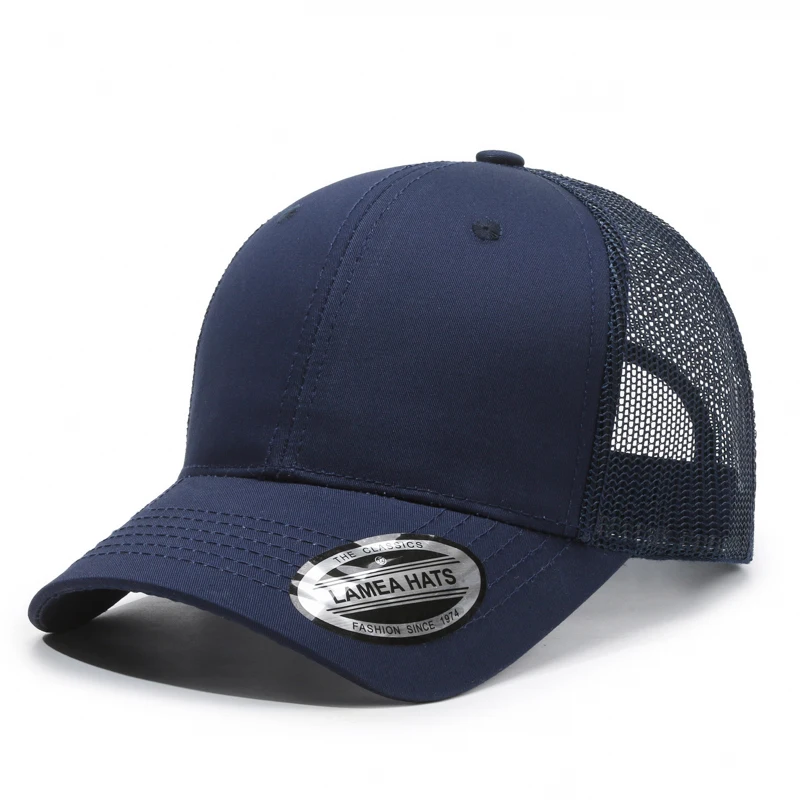 Afbeelding 6: Aangepaste logo effen kleur baseball cap mannen en vrouwen Richarson 112 mesh ingerichte mode trucker hoed hip hop gebogen rand snapback