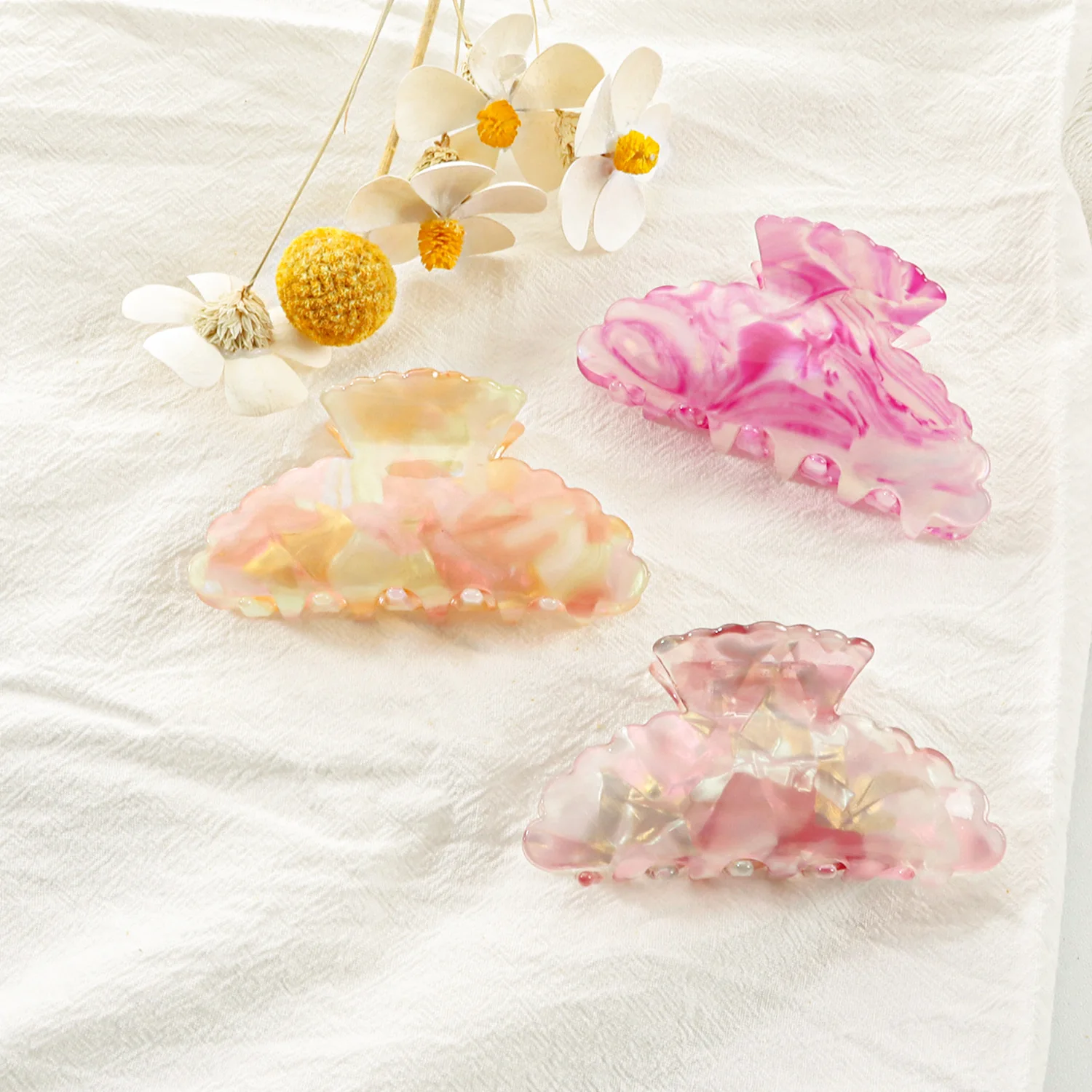 

Заколка для волос с цветочным принтом, 8 см, материал ПВХ, весенний дизайн, женский коготь для волос, модный аксессуар для волос