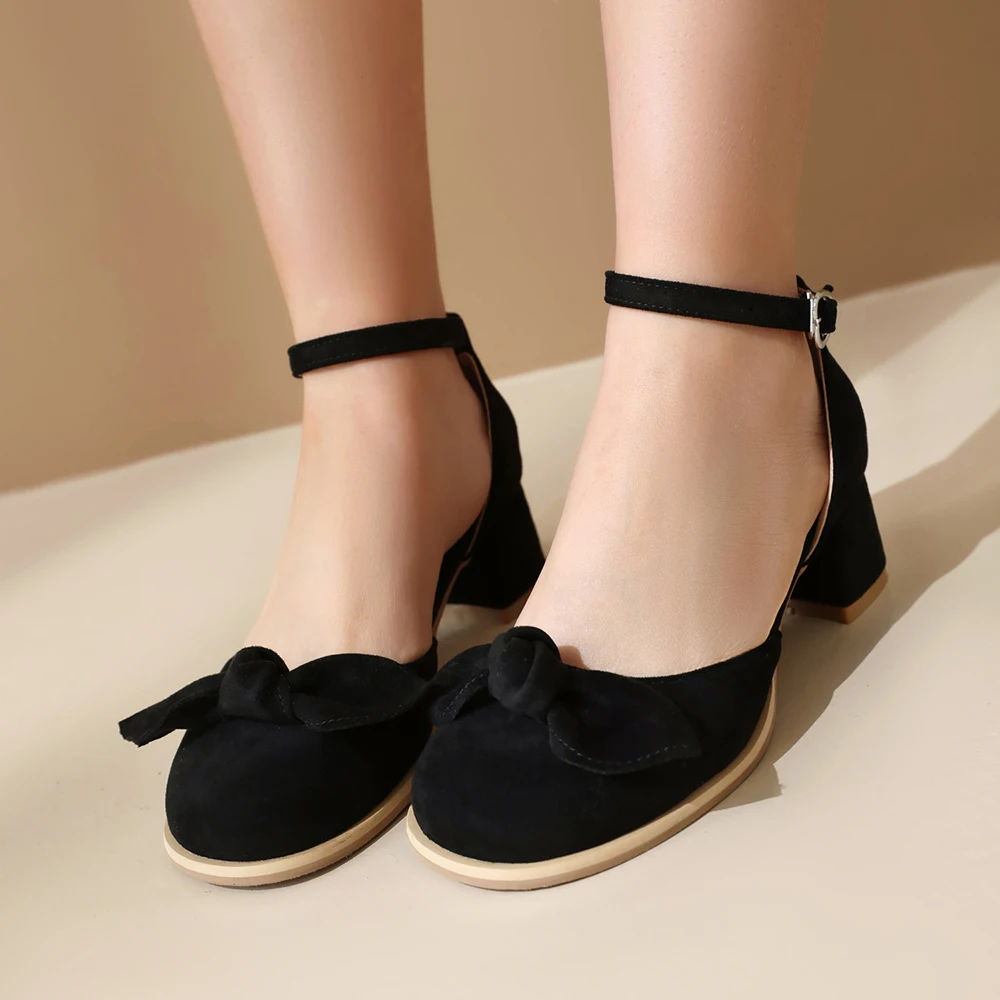 2026 Summer Sexy Women Ankle Strap Sandals 5cm High Block Heel Office Lady Dress Shoes Large Small Plus Size 11 32 45
