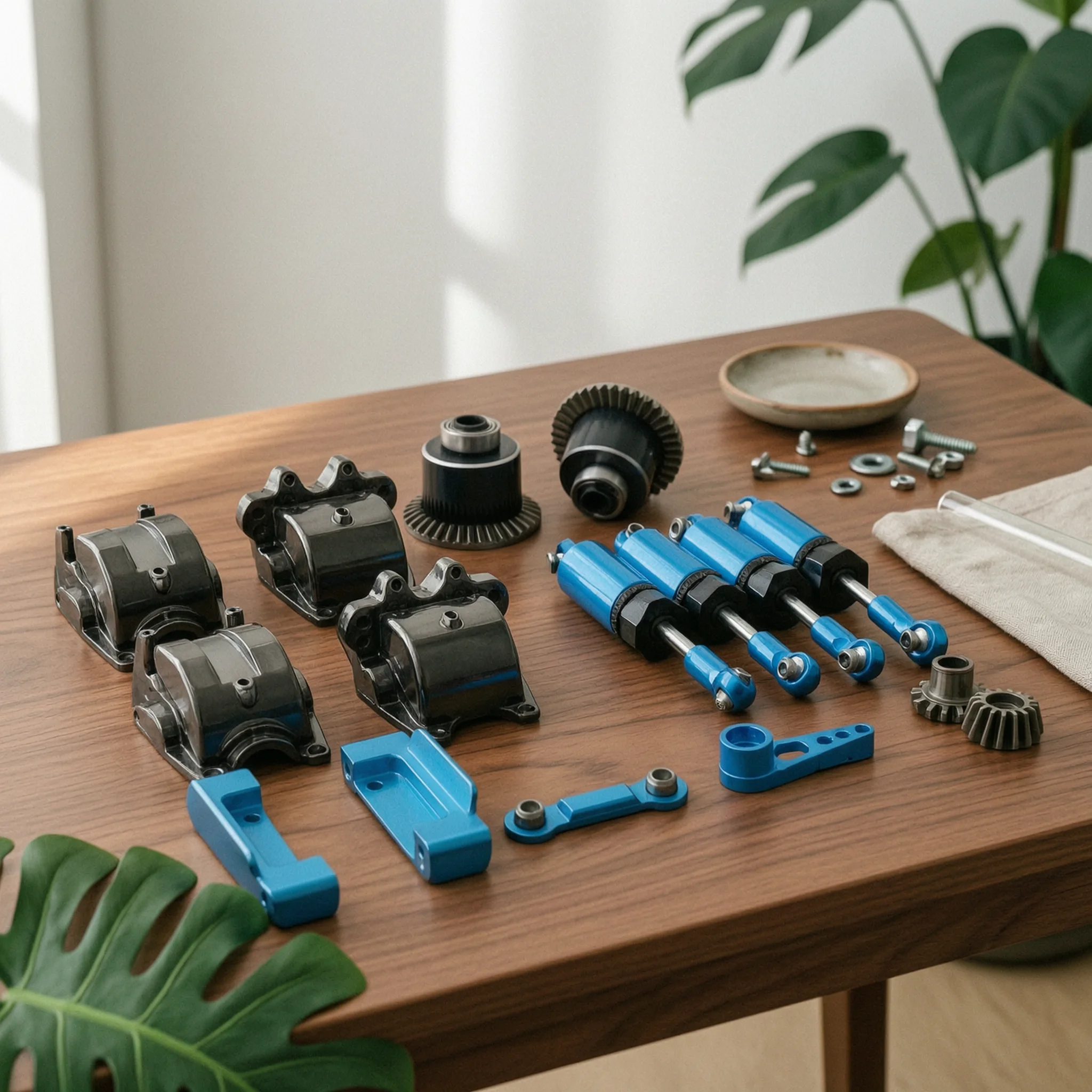Differential Housing with Gears Exact Differential Gearbox Housing Cover Upgrade Kit Compatible Shock Absorbers for Hobbyists