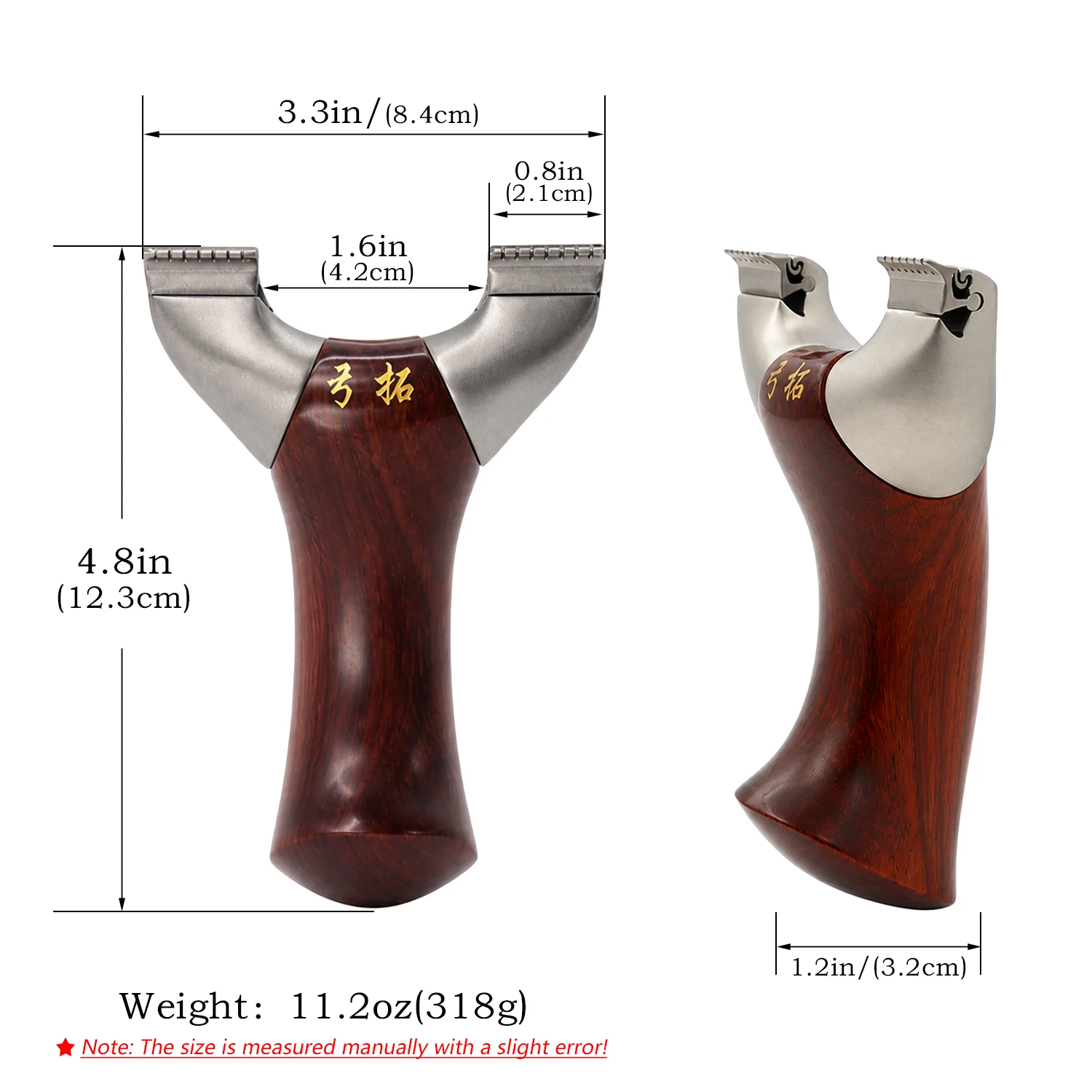 Premium Stainless Steel & Wood Handle Y-Shaped Slingshot with Serrated Top Clamp for Outdoor Target Practice