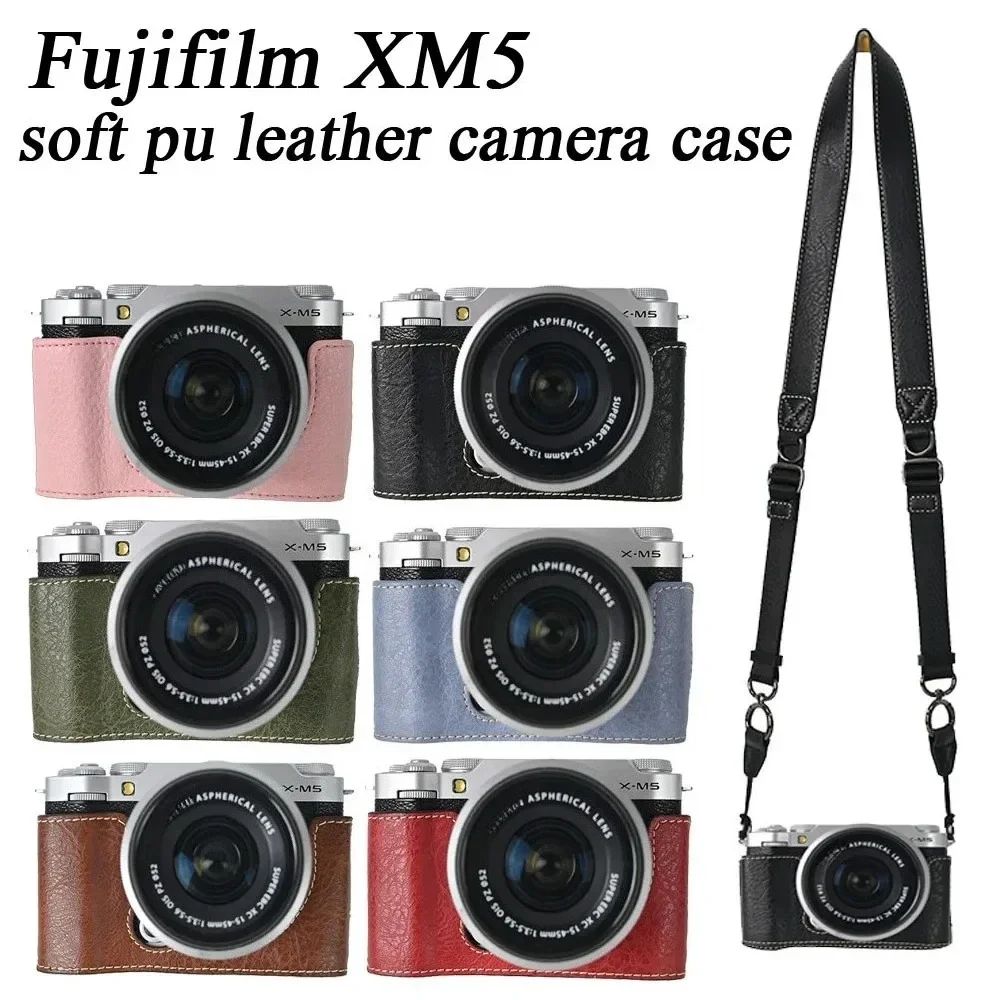 حافظة جلدية واقية لهاتف Fujifilm XM5 PU جلد Fujifilm XM5 حافظة كاميرا حقيبة نصف غطاء الجسم