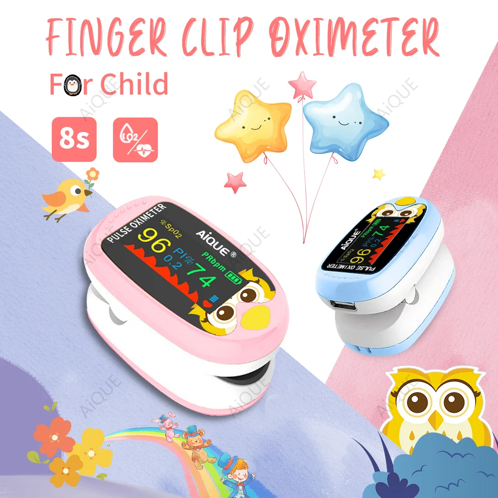 JUSTLANG Owl Rechargeable Oximeter Cartoon Finger Clip Medical Nurse Pediatric Oxygen Heart Rate Child Adult Meter Pulse