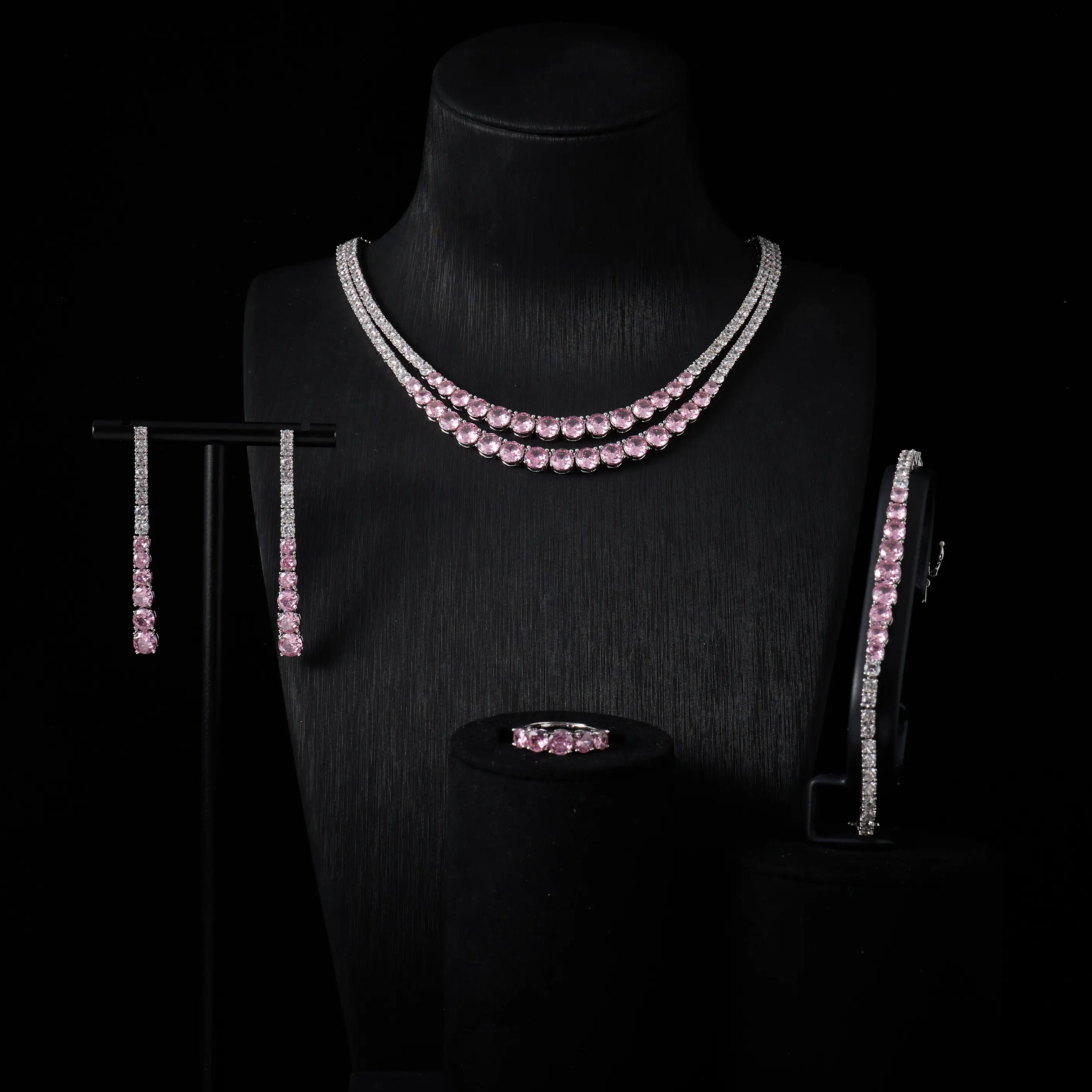 

00028 Trendy Jewelry Set for Women Layer Tennis chain Necklace Set Cubic Zircon Wedding Engagement Jewellery Accessories
