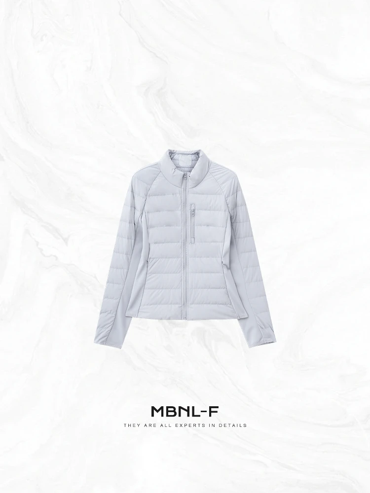 

Легкий пуховик MBNLF LuCii с горизонтальными полосами, на гусином пуху, теплый, с длинными рукавами, стандартной длины, для осеннего сезона