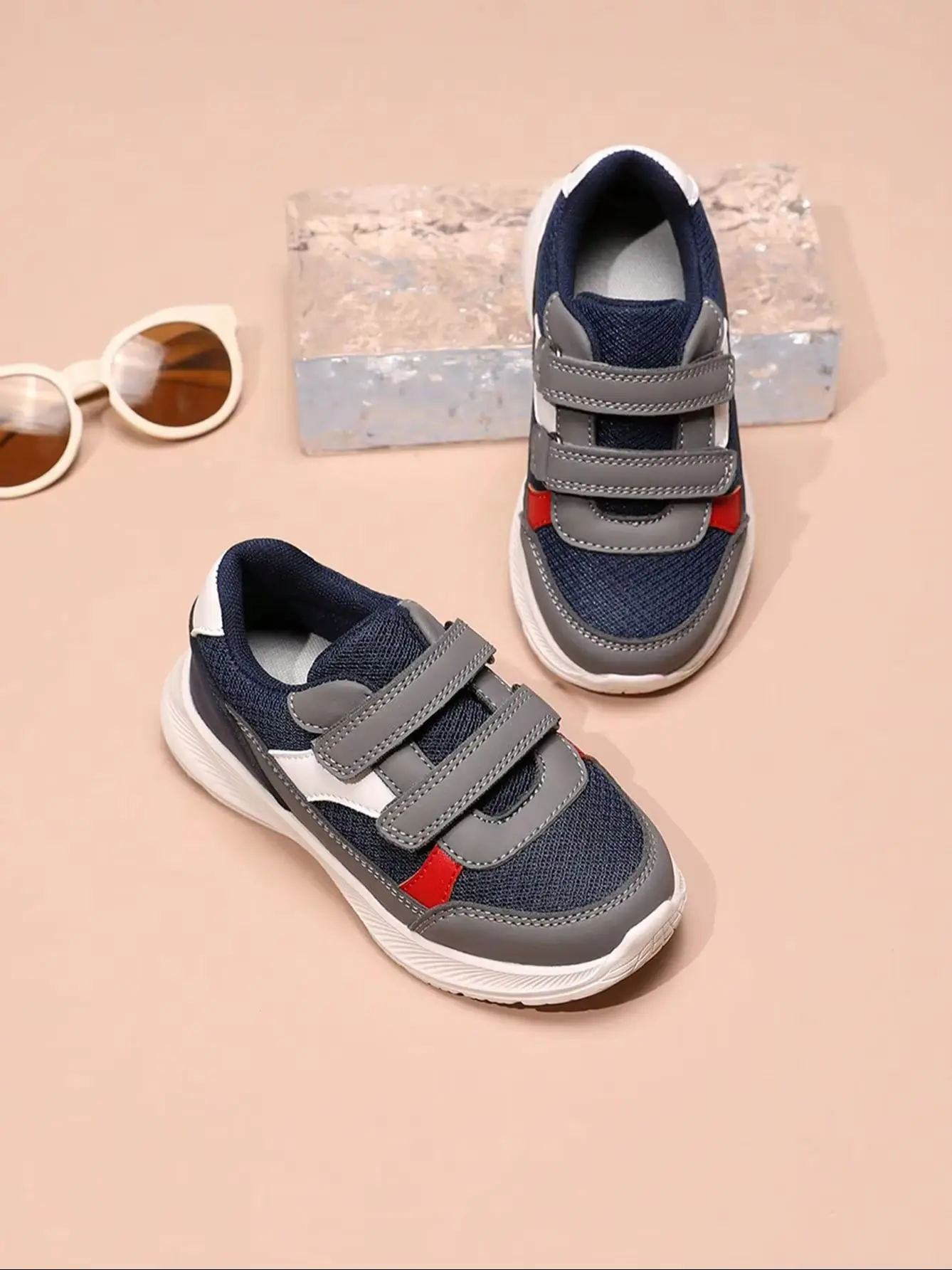 New Kids Casual Shoes, Trendy Color Design, Durable Non-slip Lightweight Breathable Mesh Sneakers, Easy On & Off Skate Shoes, Fl