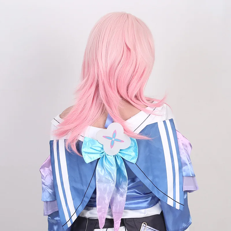 Peruka Cosplay Bh3 March 7th Star Rail Symulacja Skóry Głowy Różowe Gradientowe Warstwy