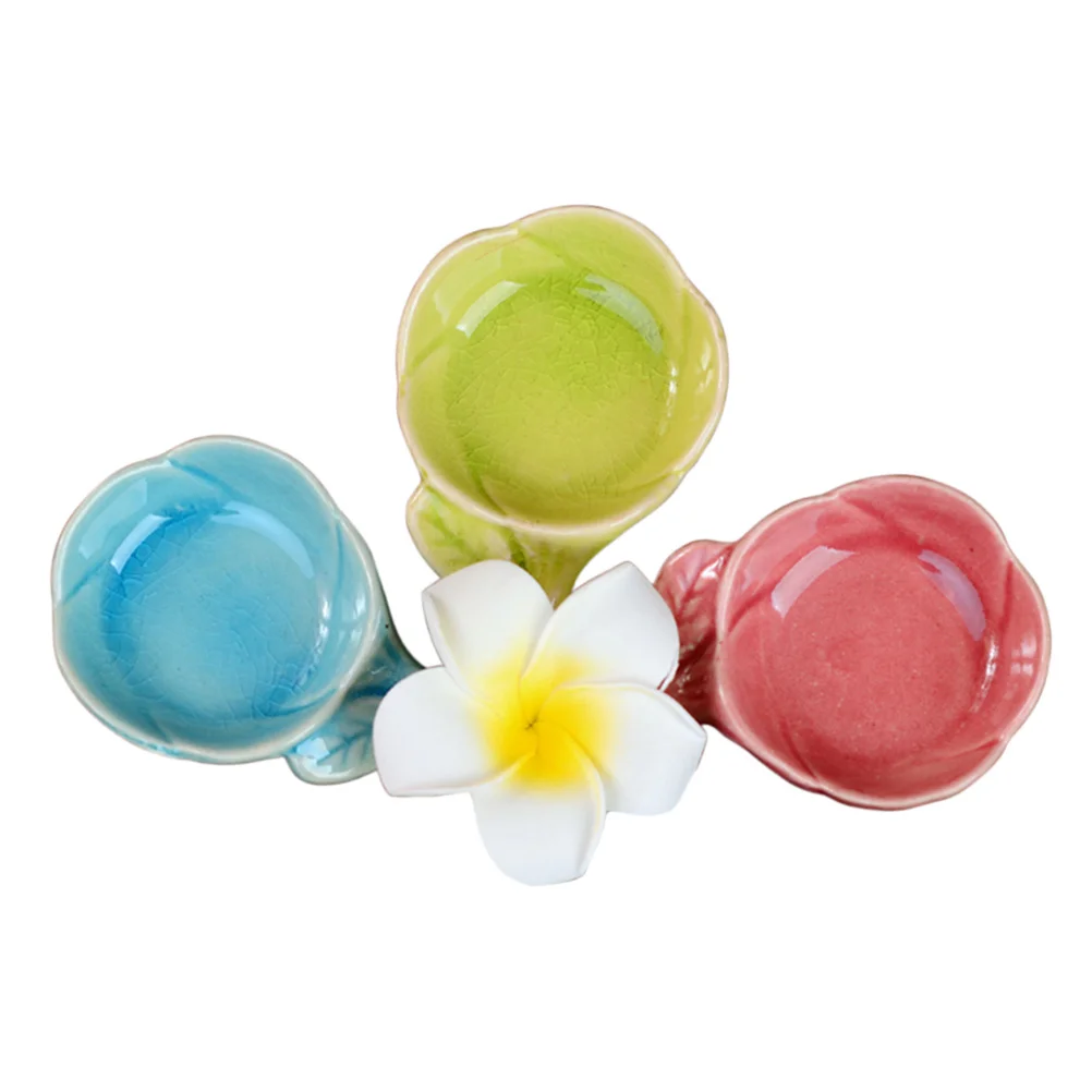 

3Pcs Ceramic Sauce Plates Porcelain Chopstick Rest Spoon Holder Lightweight Portable Eco Friendly for Home Outdoor