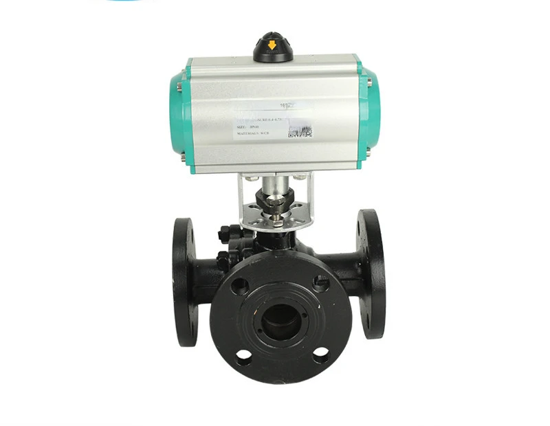 Double Acting Pneumatic Three-way Ball Valve T-shaped L-shaped Split Flow Combined Pneumatic Directional Valve 16CPFQ-3+PH