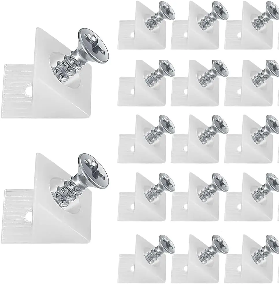 

50pcs Hardware Accessories Plastic Angle Brackets Drawer Corner Fixing Shelf Support Brackets niture Repair Screws Durable