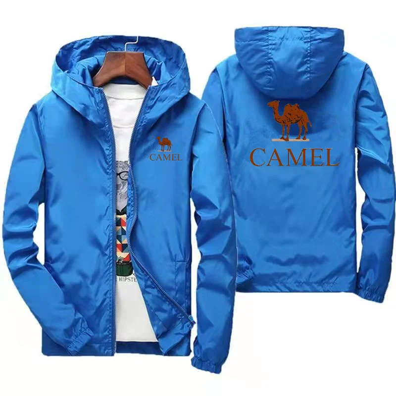 CAMEL outdoor hooded jacket, windproof sun proof camping mountaineering jacket for men and women traveling in autumn winter