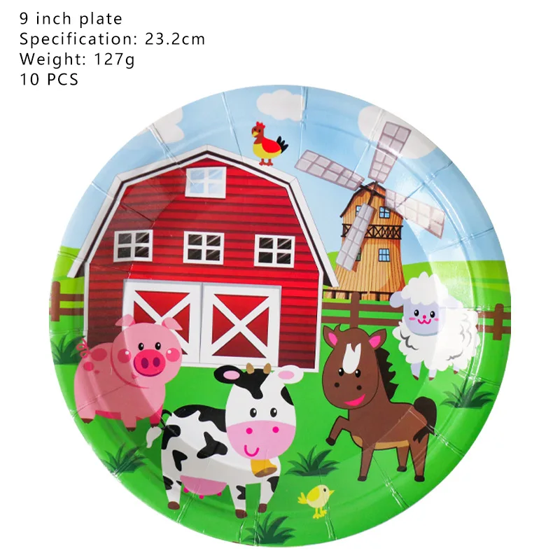 Bauernhof-Tier-Party-Tischdecke, Einweg-Tischdecke im Landhausstil, Schwein, Kuh, Schaf, Scheunentier-Thema, Geburtstagsparty-Dekoration – Detail 2